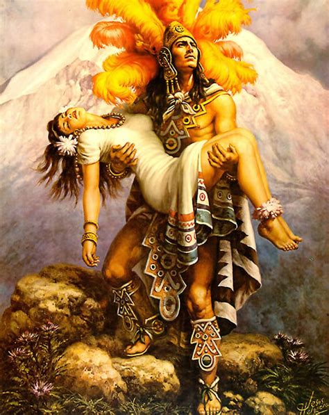 aztec man holding woman|Popocatépetl and Iztaccíhuatl .